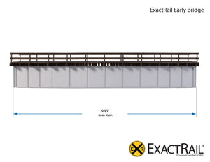 72' Deck Plate Girder Bridge, Wood Handrails - Black, Silver, Green - ExactRail Model Trains - 10