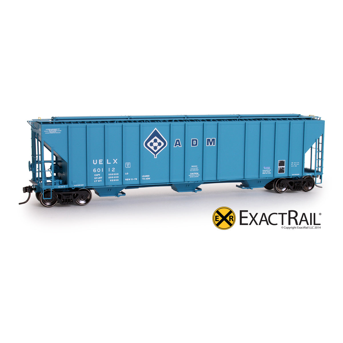 HO Scale: Evans 4780 Covered Hopper - ADM - Blue