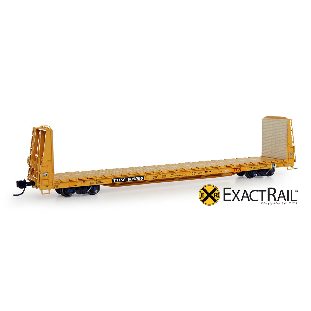 N Scale: Trenton Works 67'-11" Bulkhead Flat Car - TTX - Forward Thinking' Logo