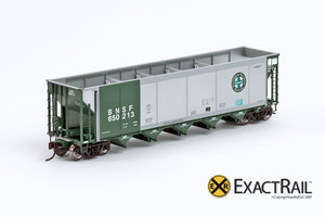 X - Johnstown America AutoFlood II Coal Hopper : BNSF (Green) (4-pack) - ExactRail Model Trains - 2
