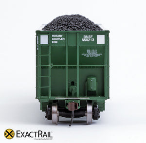 X - Johnstown America AutoFlood II Coal Hopper : BNSF (Green) (4-pack) - ExactRail Model Trains - 9