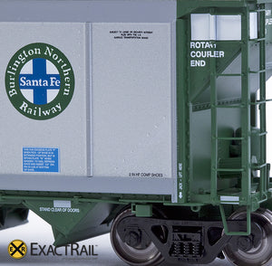 X - Johnstown America AutoFlood II Coal Hopper : BNSF (Green) (4-pack) - ExactRail Model Trains - 4