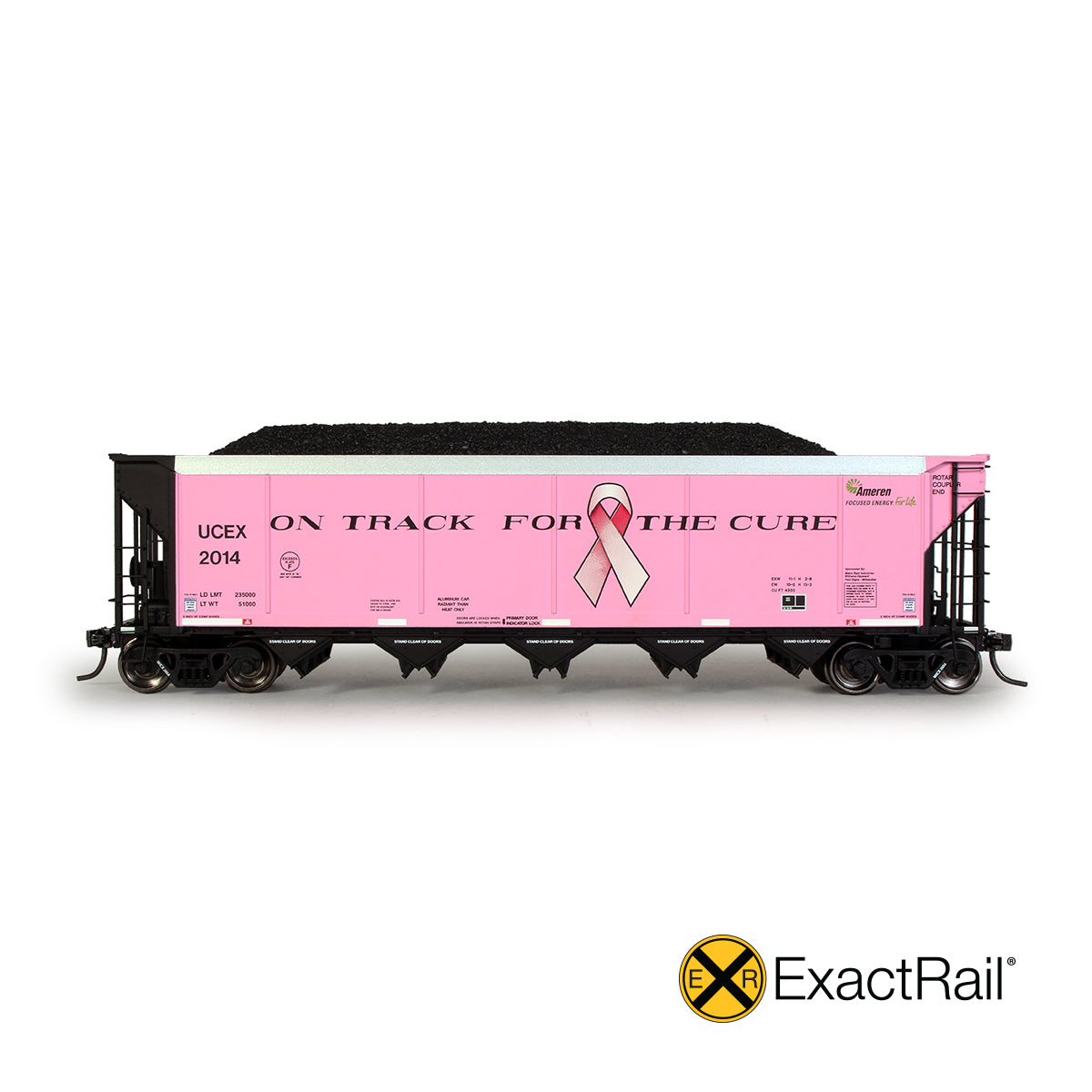 HO Scale: Johnstown America AutoFlood II Hopper - UCEX - 'On Track for the Cure.'