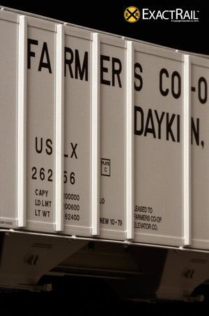 Evans 4780 Covered Hopper : Daykin Farmers CO-OP/USLX - ExactRail Model Trains - 6