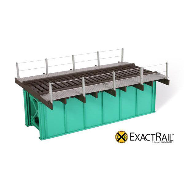 HO Scale: 30' Deck Plate Girder Bridge, Cable Handrails - Black, Silver, Green