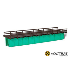 HO Scale: 72' Deck Plate Girder Bridge, Wood Handrails - Black, Silver, Green