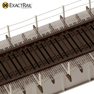 72' Deck Plate Girder Bridge, Cable Handrails - Black, Silver, Green - ExactRail Model Trains - 6
