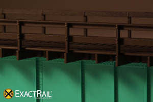 HO Scale: 30' Deck Plate Girder Bridge, Wood Handrails - Black, Silver, Green - ExactRail Model Trains - 6