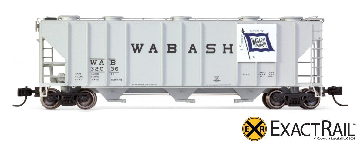 N - PS-2CD 4000 Covered Hopper : Wabash - ExactRail Model Trains - 4