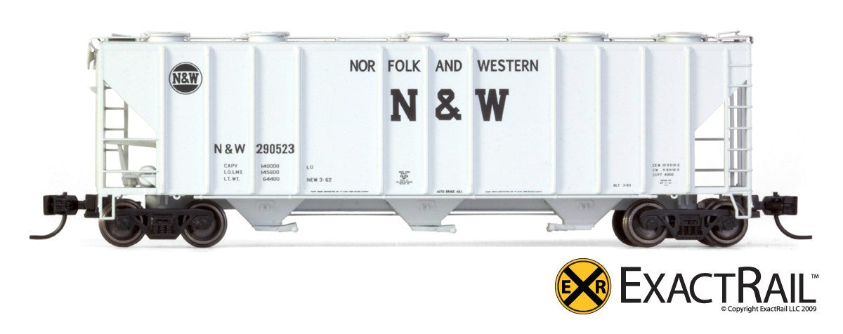 N - PS-2CD 4000 Covered Hopper : Norfolk & Western - ExactRail Model Trains - 2