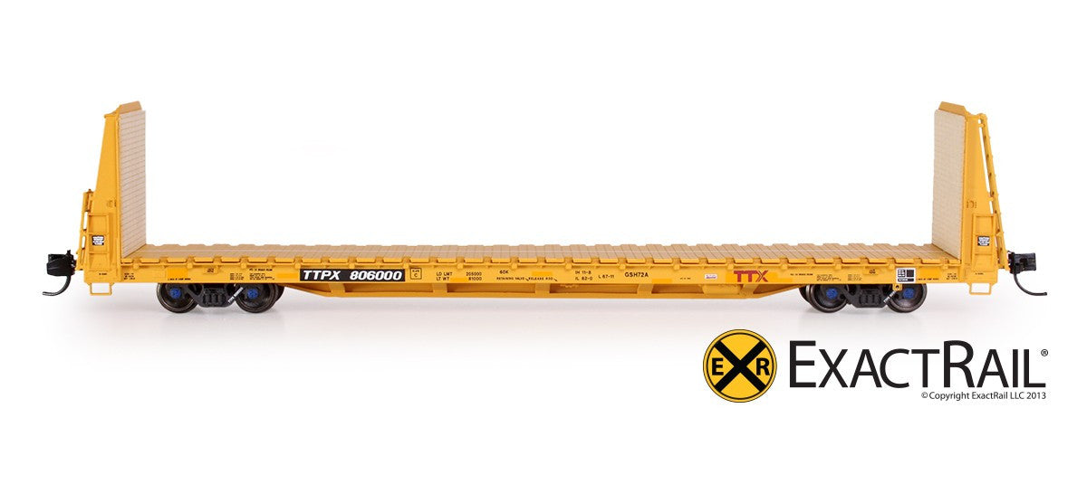 X - N - Trenton Works 67'-11" Bulkhead Flat Car : TTX : Forward Thinking' Logo - ExactRail Model Trains - 2