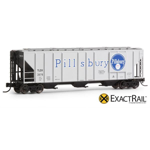 N Scale: PS-2CD 4427 Covered Hopper - Pillsbury - ExactRail Model