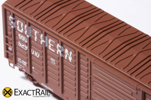 N - PS 50' Waffle Boxcar : SOU "Claytor" Brown - ExactRail Model Trains - 3