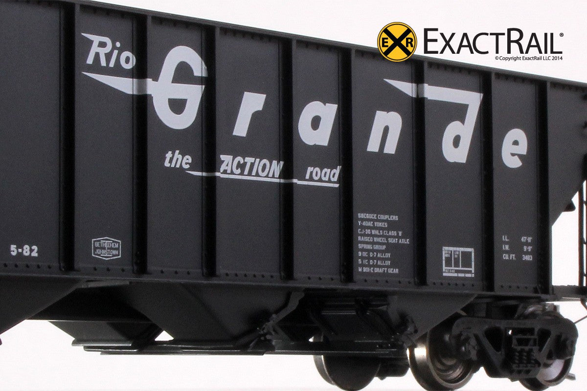 Bethlehem 3483 Hopper : D&RGW : 'As Delivered' 12500-12750 - ExactRail Model Trains - 4