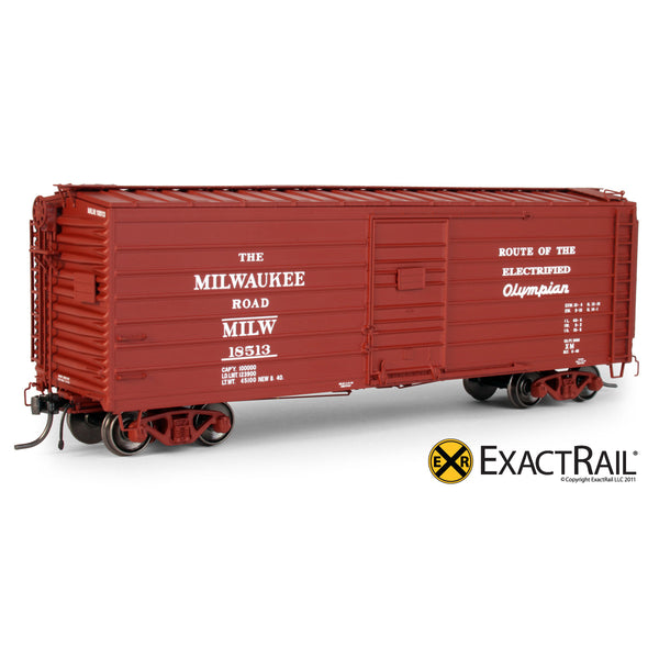 HO Scale: Milwaukee Road 40' Rib Side Box Car - MILW (Olympian 