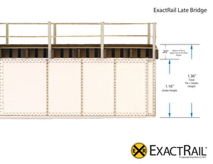 HO Scale: 30' Deck Plate Girder Bridge, Cable Handrails - Black, Silver, Green - ExactRail Model Trains - 8