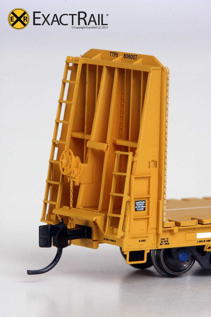 X - N - Trenton Works 67'-11" Bulkhead Flat Car : TTX : Forward Thinking' Logo - ExactRail Model Trains - 3