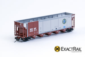 X - Johnstown America AutoFlood II Coal Hopper : BNSF (Brown) (4-pack) - ExactRail Model Trains - 3