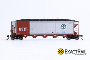 X - Johnstown America AutoFlood II Coal Hopper : BNSF (Brown) (4-pack) - ExactRail Model Trains - 2
