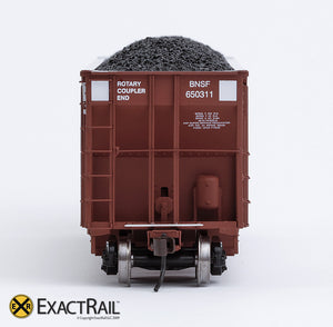 X - Johnstown America AutoFlood II Coal Hopper : BNSF (Brown) (4-pack) - ExactRail Model Trains - 6
