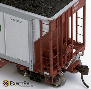 X - Johnstown America AutoFlood II Coal Hopper : BNSF (Brown) (4-pack) - ExactRail Model Trains - 4