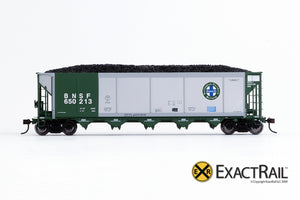 X - Johnstown America AutoFlood II Coal Hopper : BNSF (Green) (4-pack) - ExactRail Model Trains - 6