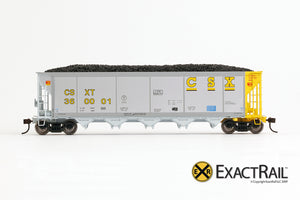 X - Johnstown America AutoFlood II Coal Hopper : CSXT (4-pack) - ExactRail Model Trains - 3