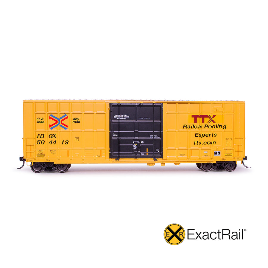 HO Scale: Trinity 6275 Boxcar - TTX/FBOX New Logo Patch