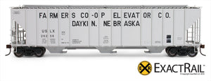 Evans 4780 Covered Hopper : Daykin Farmers CO-OP/USLX - ExactRail Model Trains - 2