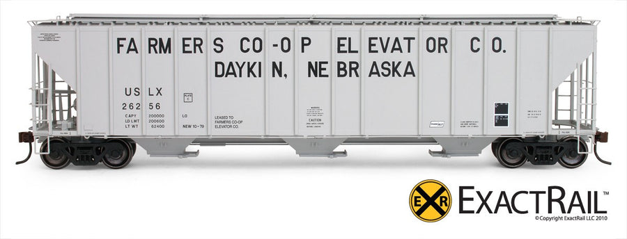 HO Scale: Evans 4780 Covered Hopper - Daykin Farmers CO-OP/USLX