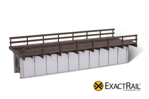 50' Deck Plate Girder Bridge, Wood Handrails - Black, Silver, Green - ExactRail Model Trains - 3