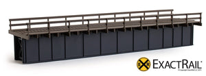 72' Deck Plate Girder Bridge, Wood Handrails - Black, Silver, Green - ExactRail Model Trains - 2