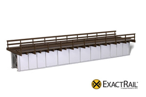 72' Deck Plate Girder Bridge, Wood Handrails - Black, Silver, Green - ExactRail Model Trains - 3