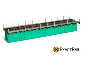 72' Deck Plate Girder Bridge, Cable Handrails - Black, Silver, Green - ExactRail Model Trains - 3
