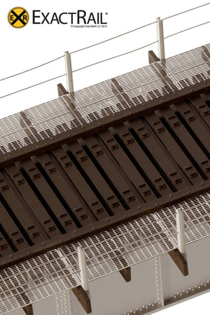 HO Scale: 30' Deck Plate Girder Bridge, Cable Handrails - Black, Silver, Green - ExactRail Model Trains - 7