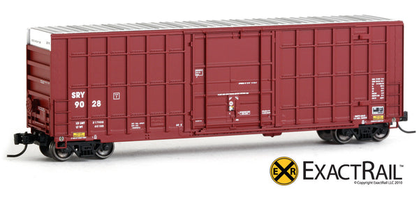 N Scale: Trinity 50' Hy-Cube Box Car - SRY (Brown) - ExactRail Model Trains