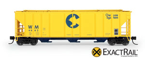 N - PS-2CD 4427 Covered Hopper : Chessie System - ExactRail Model Trains - 2