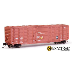 N Scale: PS 50' Waffle Boxcar - DME "DF Equipped" Brown