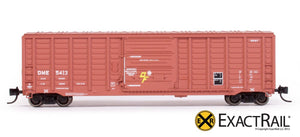 N - PS 50' Waffle Boxcar : DME "DF Equipped" Brown - ExactRail Model Trains - 2