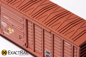 N - PS 50' Waffle Boxcar : DME "DF Equipped" Brown - ExactRail Model Trains - 3