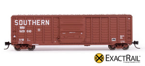 N - PS 50' Waffle Boxcar : SOU "Claytor" Brown - ExactRail Model Trains - 2