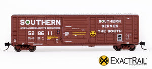 N - PS 50' Waffle Boxcar : SOU Brown w/ Door Opener - ExactRail Model Trains - 2