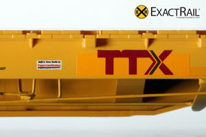 X - Trenton Works 67'-11" Bulkhead Flat Car : TTX : Forward Thinking' Logo - ExactRail Model Trains - 4