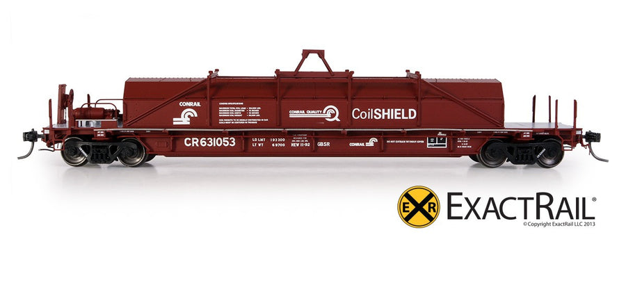 HO Scale: Thrall 54' Conrail "Coil Shield" Coil Car - "As Delivered" G52S