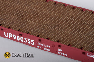 GSC 53'-6 Flat Car : 42' Truck Centers : UP : MoW Brown : 900355 - ExactRail Model Trains - 5