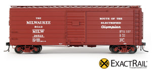 X - Milwaukee Road 40' Rib Side Box Car : MILW (Olympian) - ExactRail Model Trains - 2
