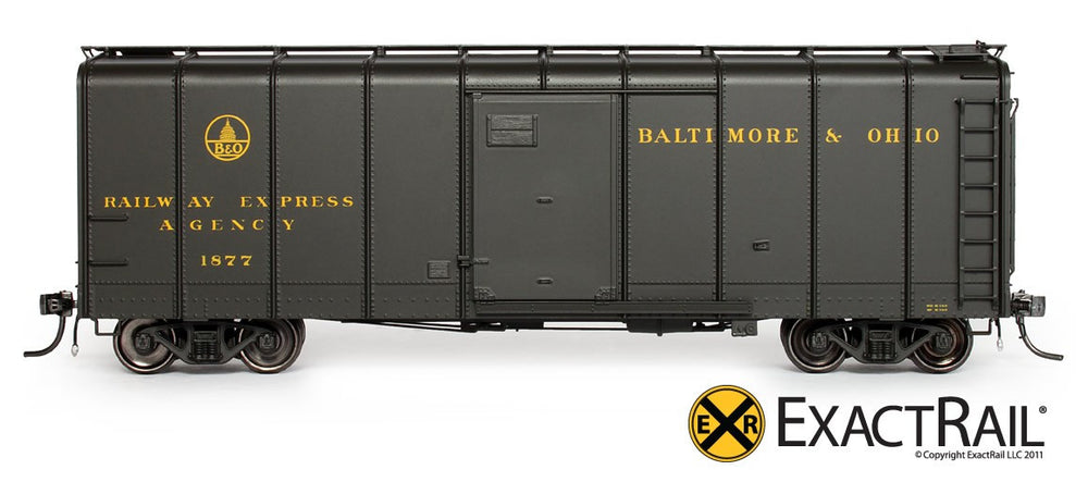 M-53 Wagontop Boxcar | B&O Olive Green | ExactRail - ExactRail Model Trains